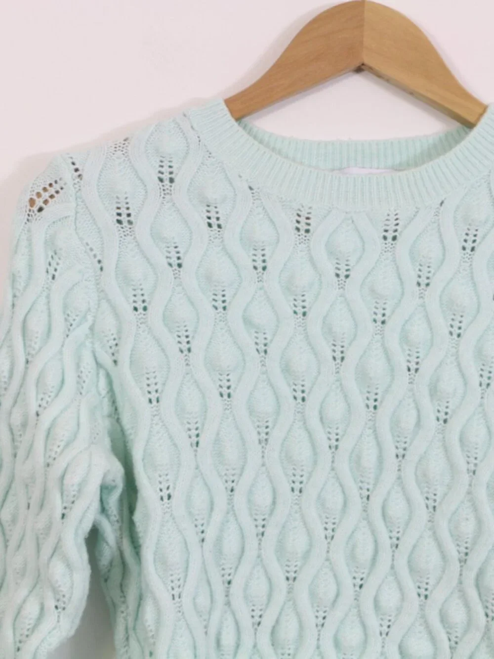 *Zara Blue Cable Knit Crew Neck Sweater - Picture 4 of 5